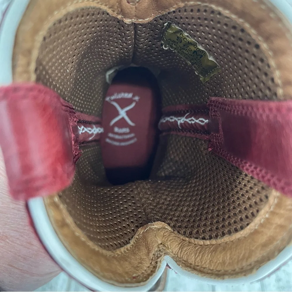 Twisted X Kids Red‎ & Brown Leather Square Toe Cowboy Boots Size 9.5M Western
